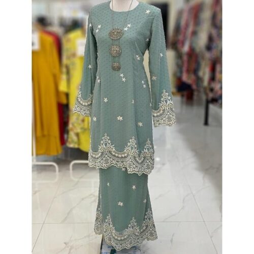 BAINON KURUNG CHIFFON SULAM DARK MINT