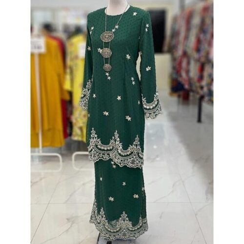 BAINON KURUNG CHIFFON SULAM EMERALD GREEN