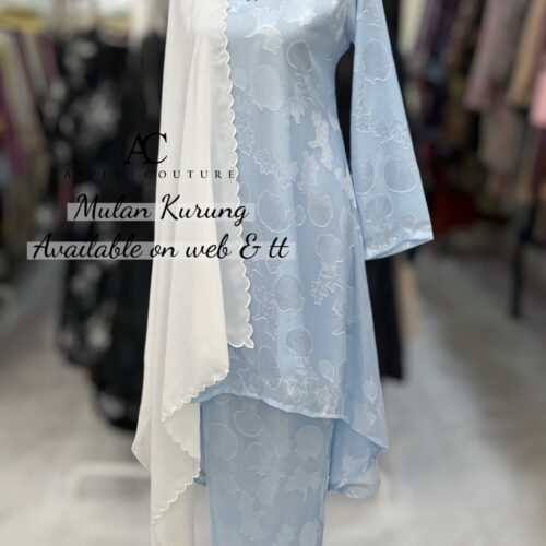 MULAN KURUNG EMBOSS CHIFFON BABY BLUE