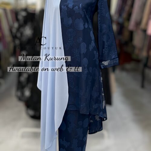 MULAN KURUNG EMBOSS CHIFFON NAVY BLUE
