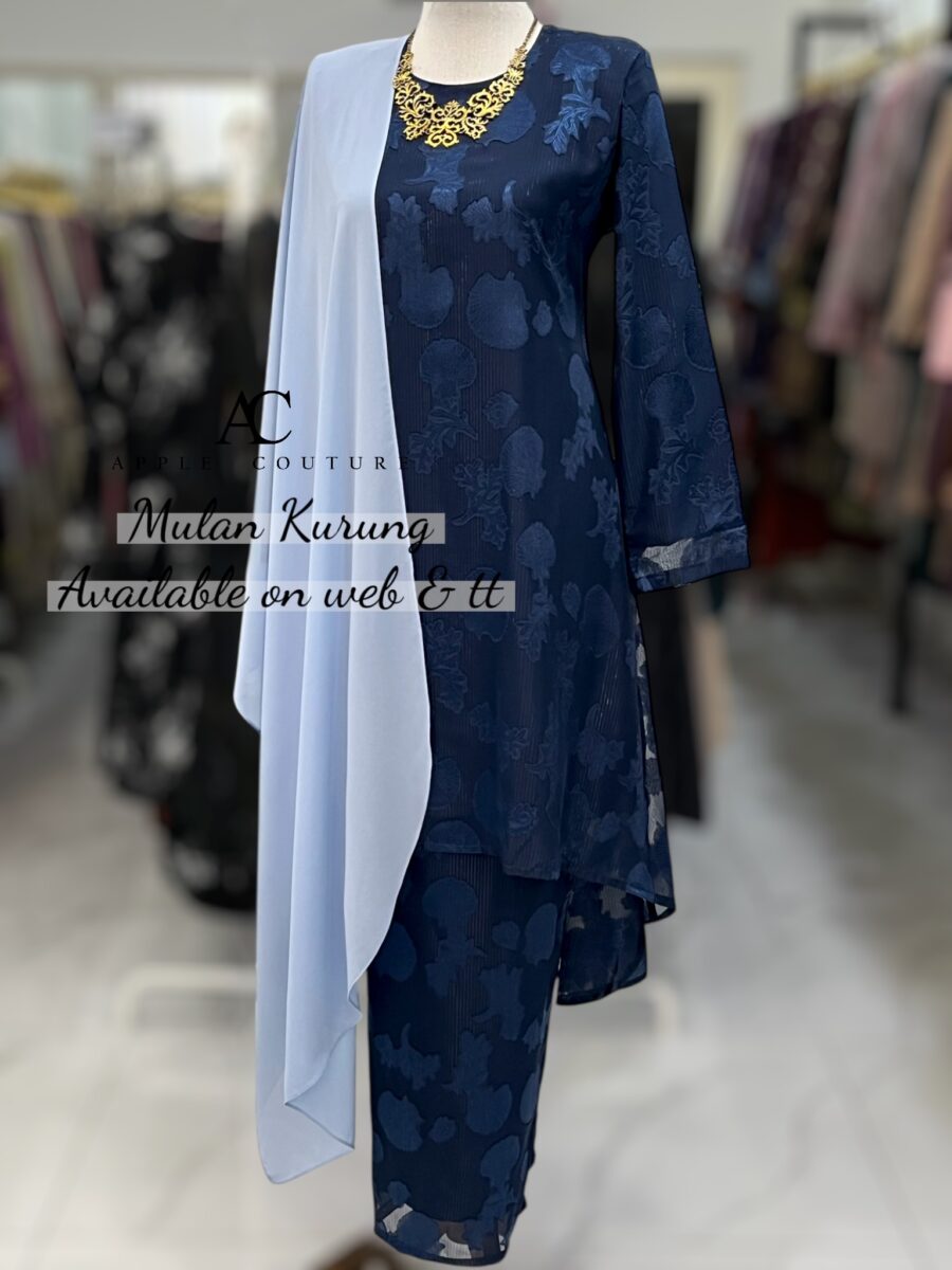 MULAN KURUNG EMBOSS CHIFFON NAVY BLUE