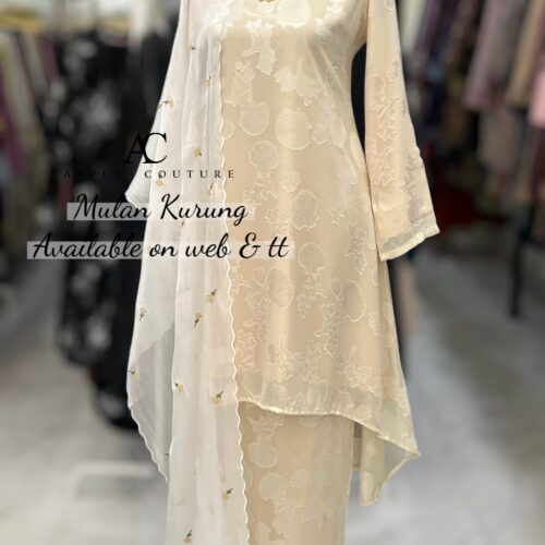 MULAN KURUNG EMBOSS CHIFFON LIGHT CREAM