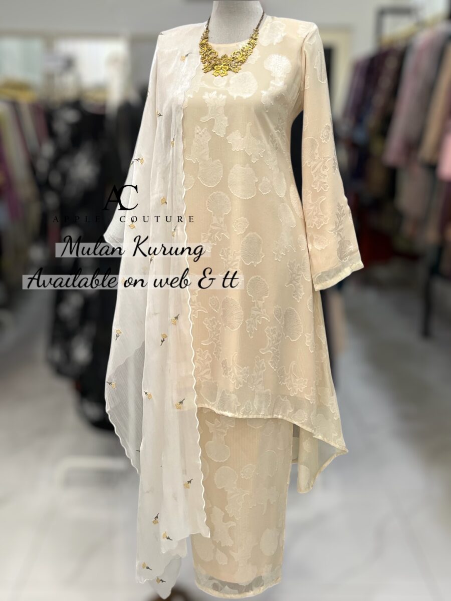 MULAN KURUNG EMBOSS CHIFFON LIGHT CREAM