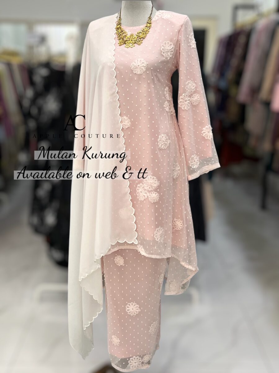 MULAN KURUNG EMBOSS CHIFFON FLORAL SOFT PINK