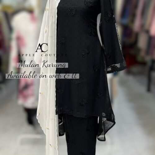 MULAN KURUNG EMBOSS CHIFFON FLORAL BLACK