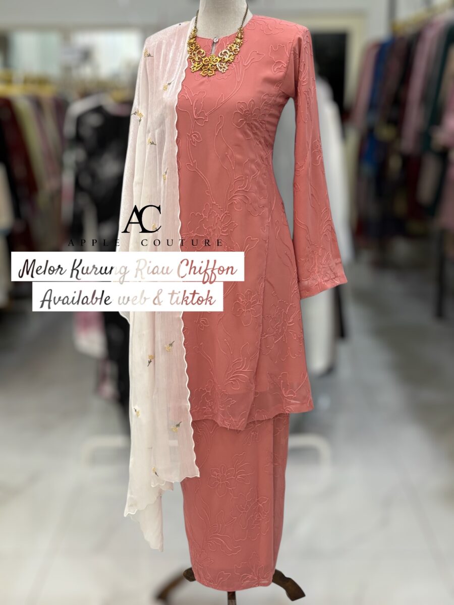 MELOR KURUNG RIAU LINING CHIFFON DUSTY ROSE