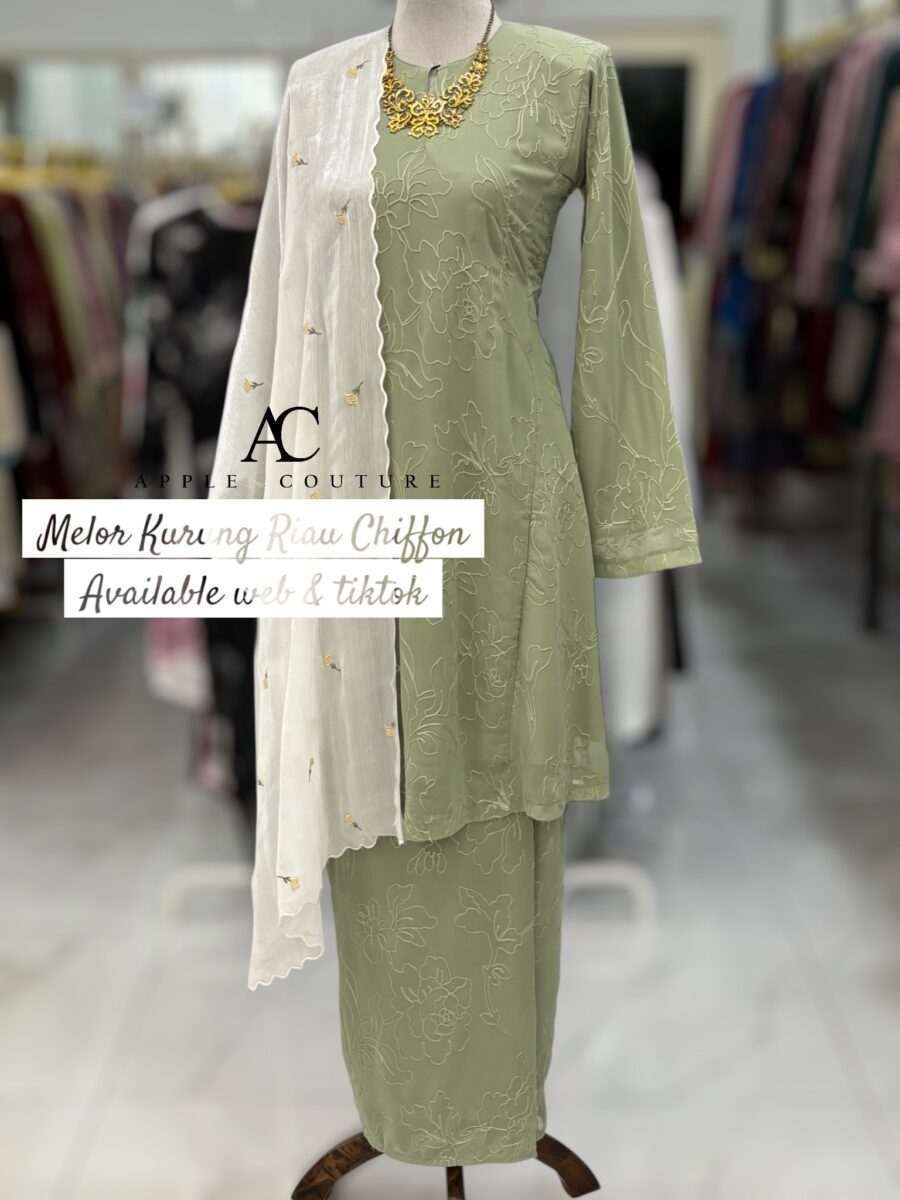 MELOR KURUNG RIAU LINING CHIFFON SAGE GREEN