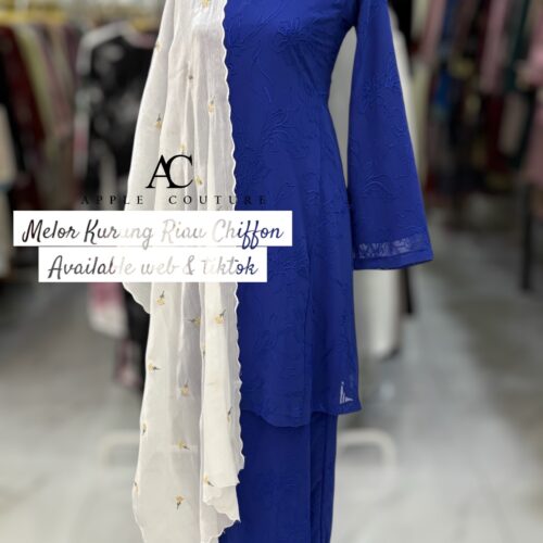 MELOR KURUNG RIAU LINING CHIFFON ROYAL BLUE