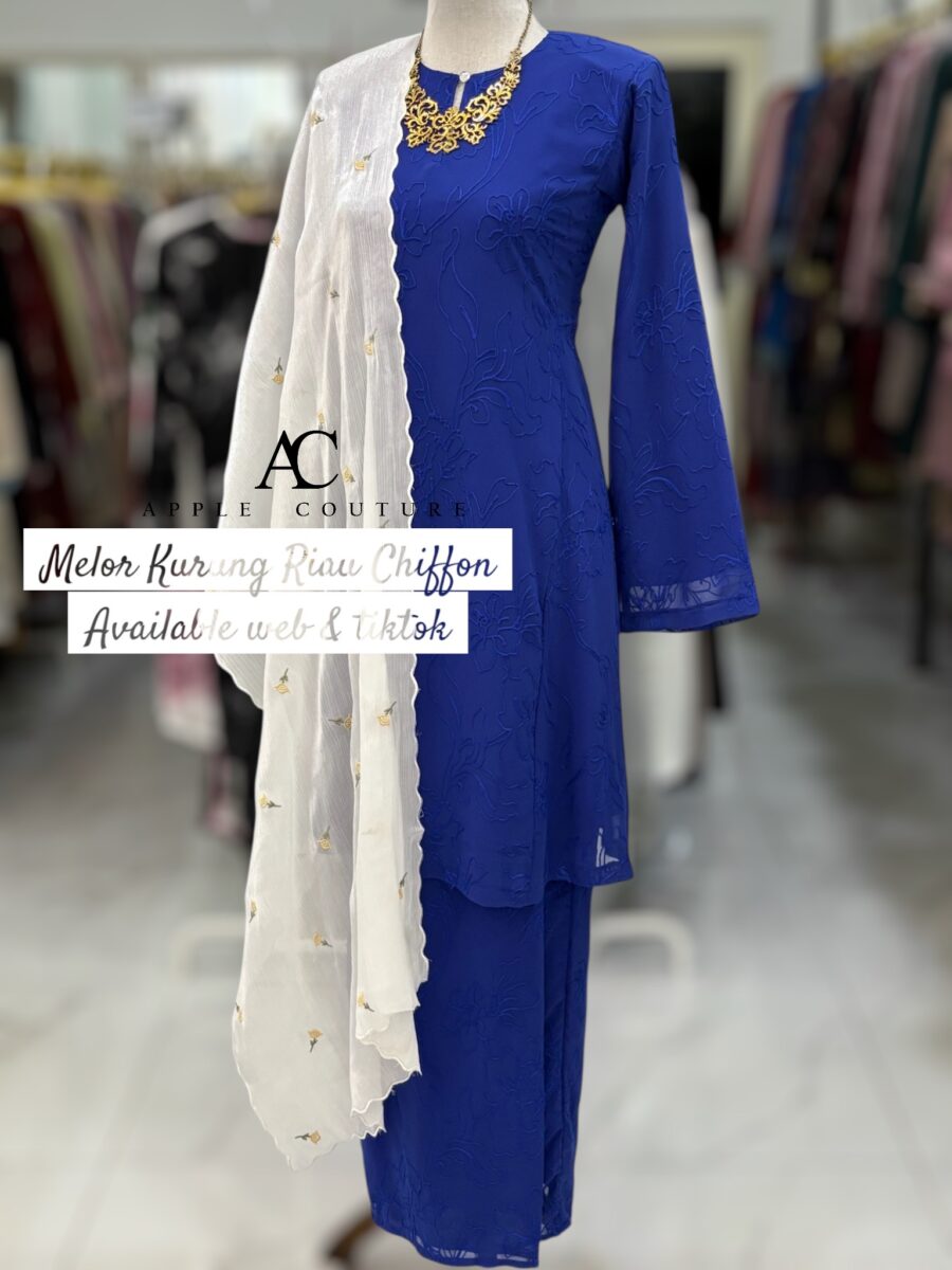 MELOR KURUNG RIAU LINING CHIFFON ROYAL BLUE