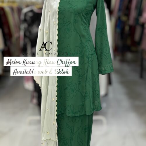MELOR KURUNG RIAU LINING CHIFFON EMERALD GREEN