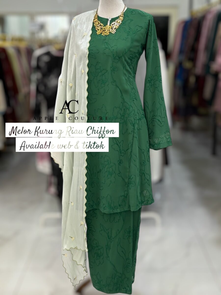 MELOR KURUNG RIAU LINING CHIFFON EMERALD GREEN