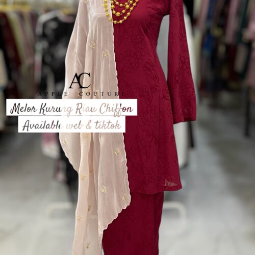 MELOR KURUNG RIAU LINING ORGANZA MAROON