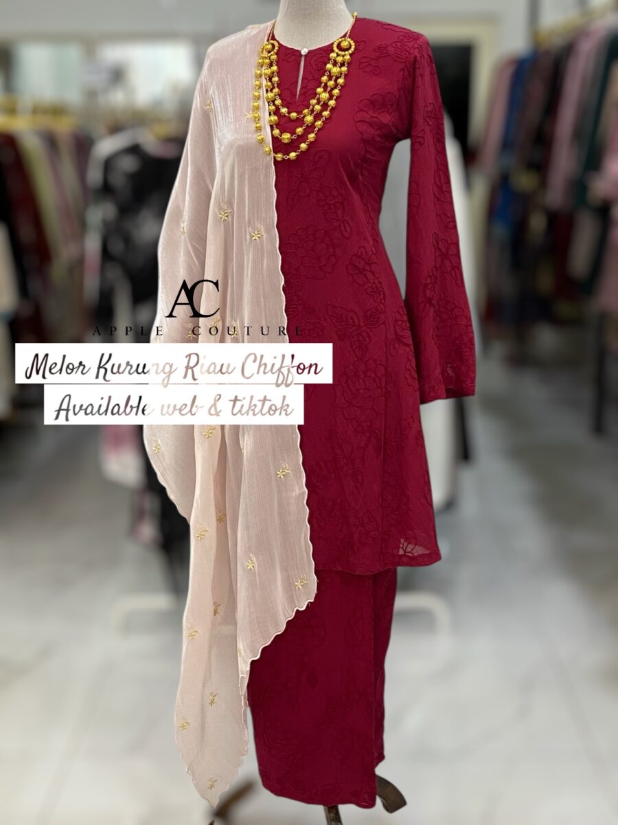 MELOR KURUNG RIAU LINING ORGANZA MAROON