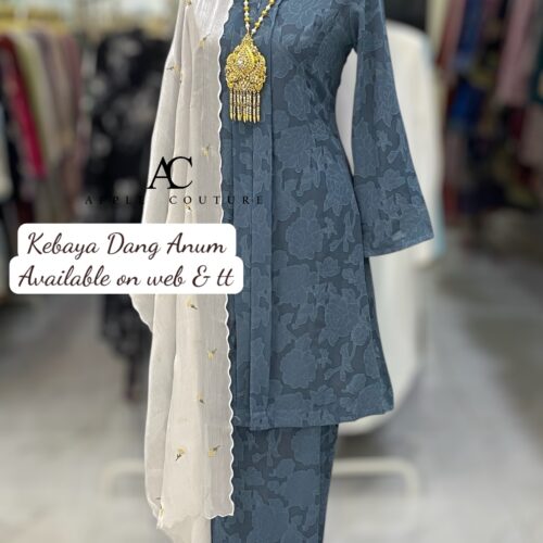 KEBAYA LABUH DANG ANUM EMBOSS STEEL BLUE
