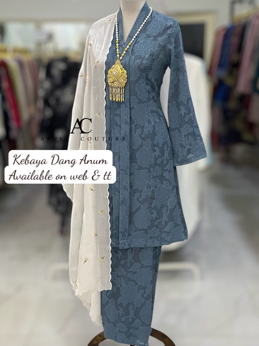 KEBAYA LABUH DANG ANUM EMBOSS STEEL BLUE
