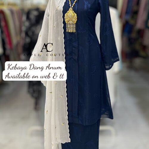KEBAYA LABUH DANG ANUM EMBOSS NAVY BLUE