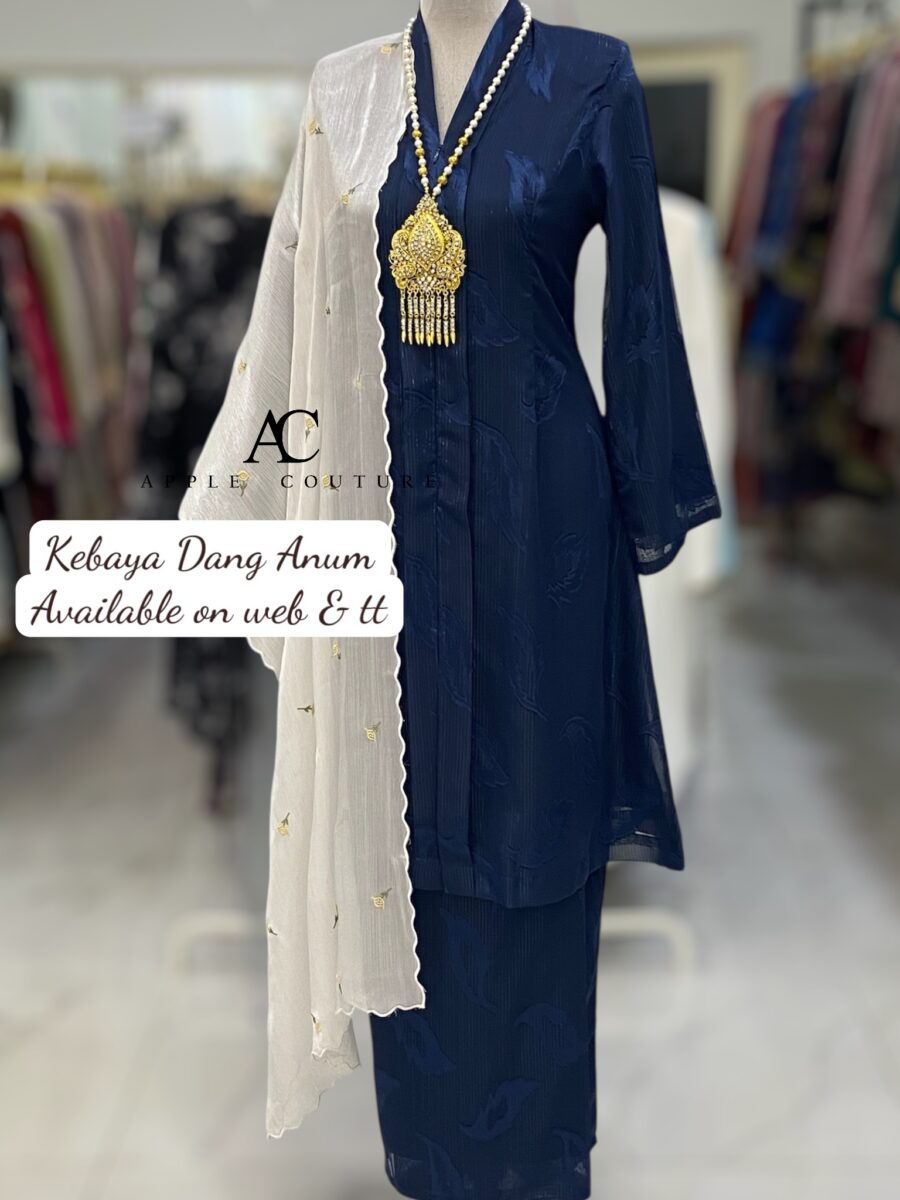 KEBAYA LABUH DANG ANUM EMBOSS NAVY BLUE