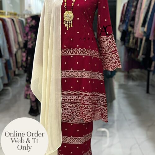 CAMELIA KURUNG PREMIUM ORGANZA SHIMMER MAROON