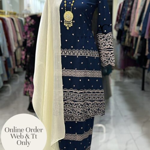 CAMELIA KURUNG PREMIUM ORGANZA SHIMMER NAVY BLUE