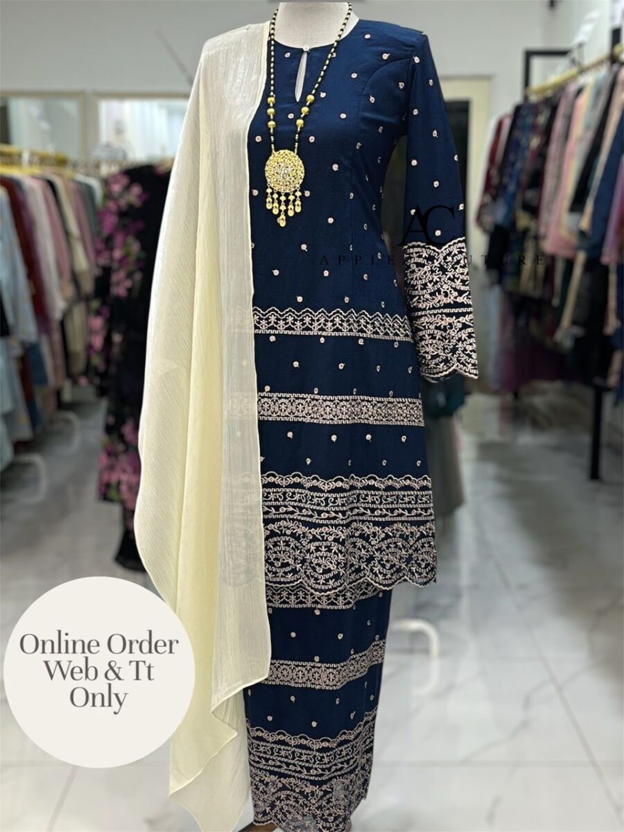 CAMELIA KURUNG PREMIUM ORGANZA SHIMMER NAVY BLUE