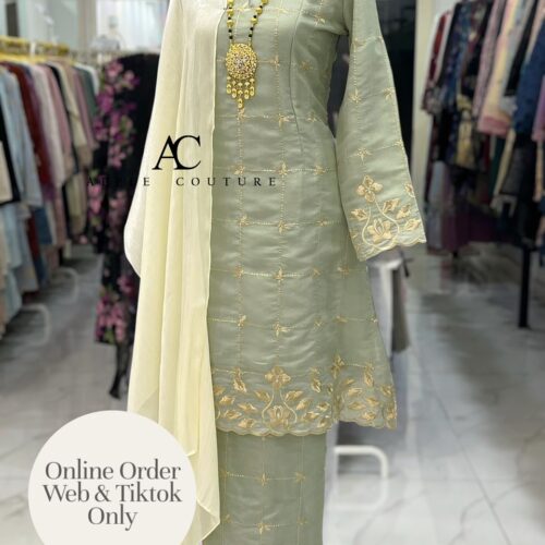 CAMELIA KURUNG PREMIUM ORGANZA SAGE GREEN