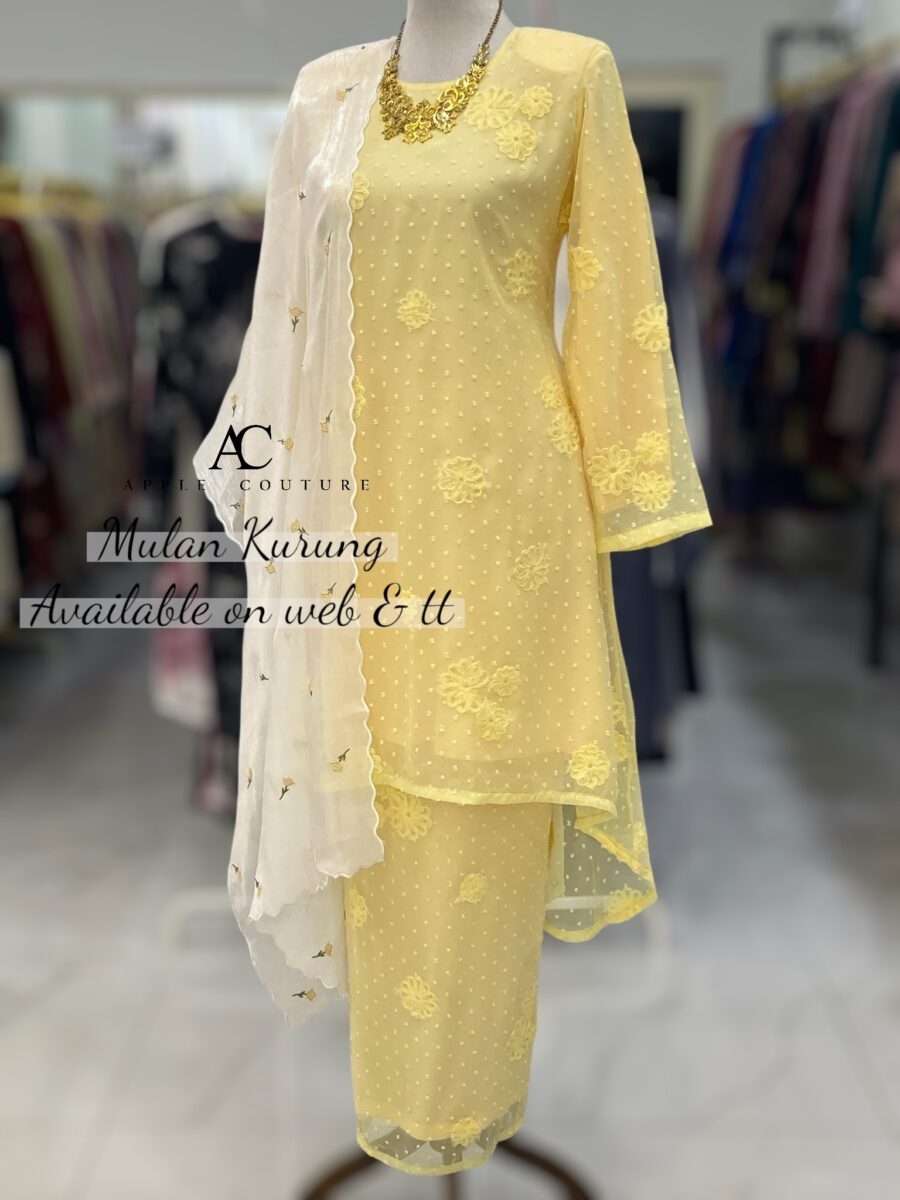 MULAN KURUNG EMBOSS CHIFFON FLORAL LIGHT YELLOW