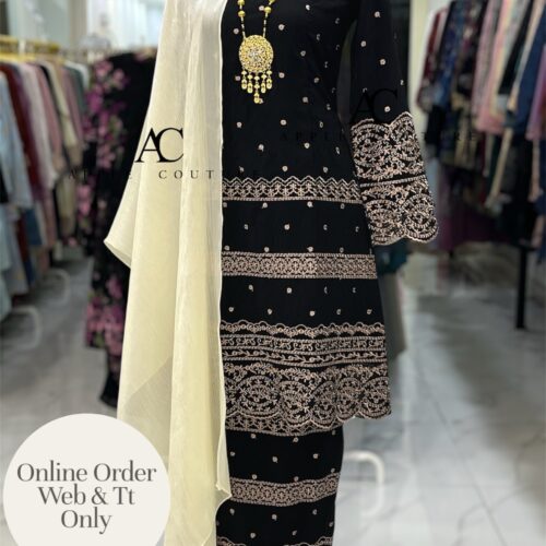 CAMELIA KURUNG PREMIUM ORGANZA SHIMMER BLACK