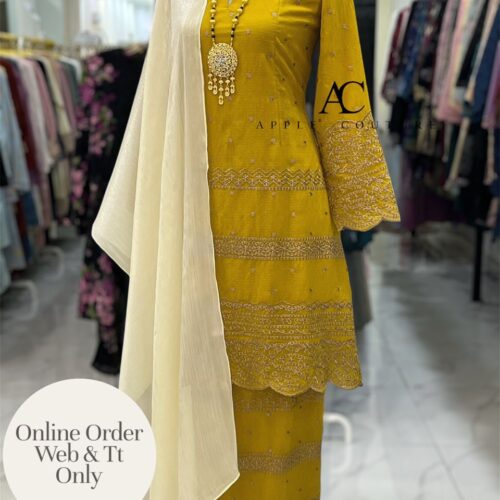 CAMELIA KURUNG PREMIUM ORGANZA SHIMMER YELLOW