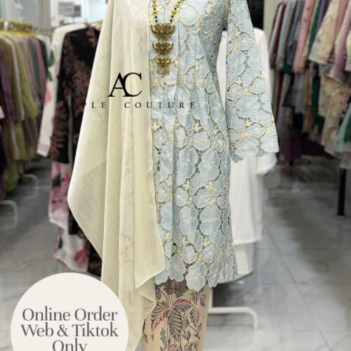 KEBAYA LABUH PREMIUM LACE SOFT BLUE