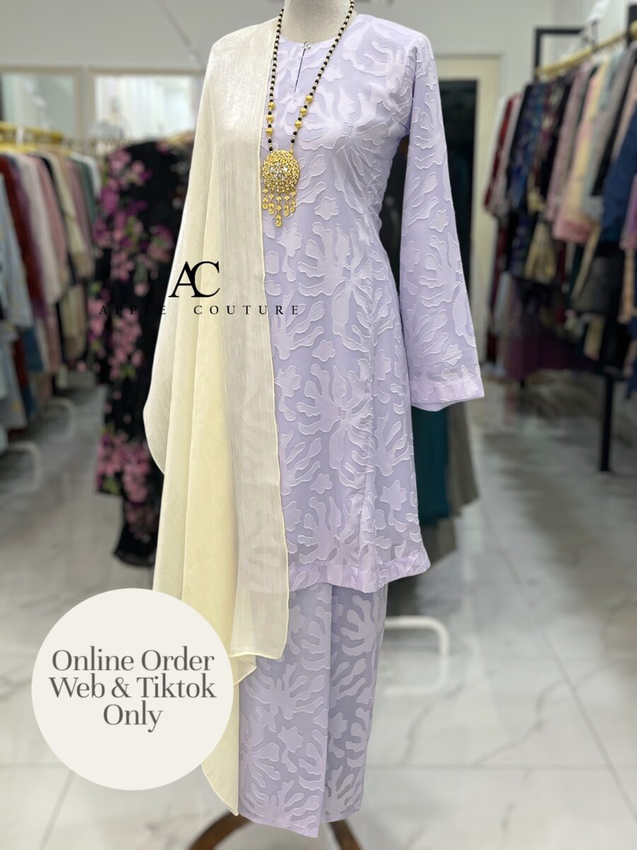 MELOR KURUNG RIAU EMBOSS CHIFFON LAVENDER