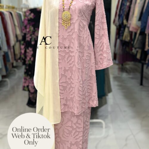 MELOR KURUNG RIAU EMBOSS CHIFFON PINK