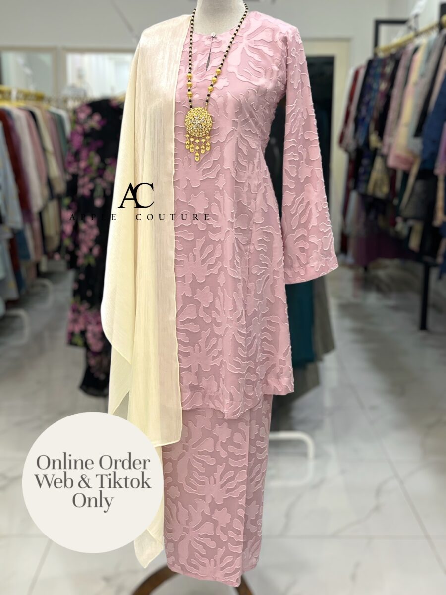 MELOR KURUNG RIAU EMBOSS CHIFFON PINK