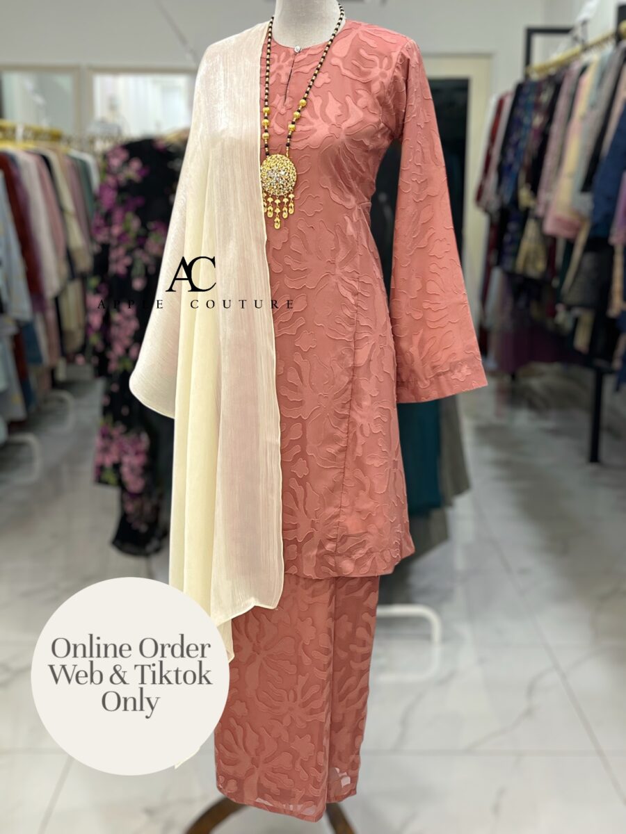 MELOR KURUNG RIAU EMBOSS CHIFFON DUSTY ROSE