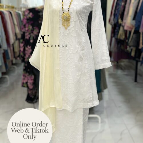 MELOR KURUNG RIAU EMBOSS CHIFFON WHITE