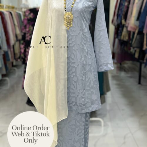 MELOR KURUNG RIAU EMBOSS CHIFFON DUSTY BLUE