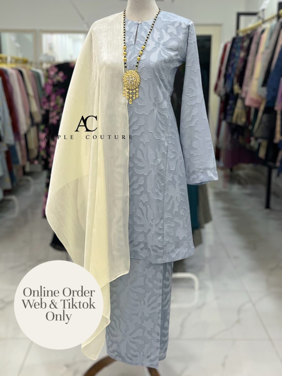 MELOR KURUNG RIAU EMBOSS CHIFFON DUSTY BLUE