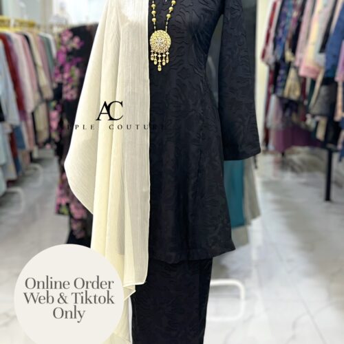 MELOR KURUNG RIAU EMBOSS CHIFFON BLACK