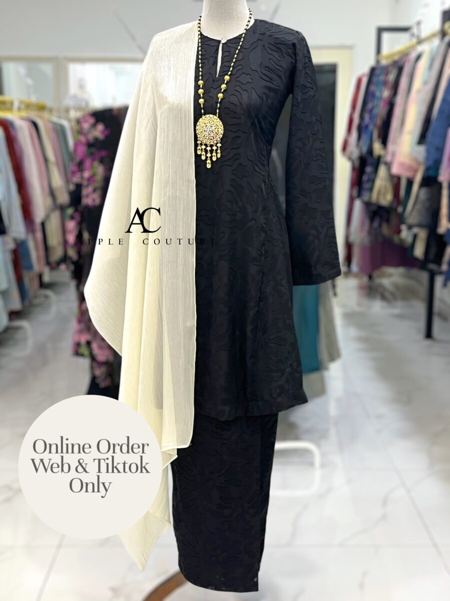 MELOR KURUNG RIAU EMBOSS CHIFFON BLACK