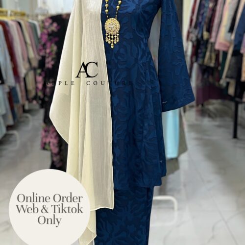 MELOR KURUNG RIAU EMBOSS CHIFFON NAVY BLUE
