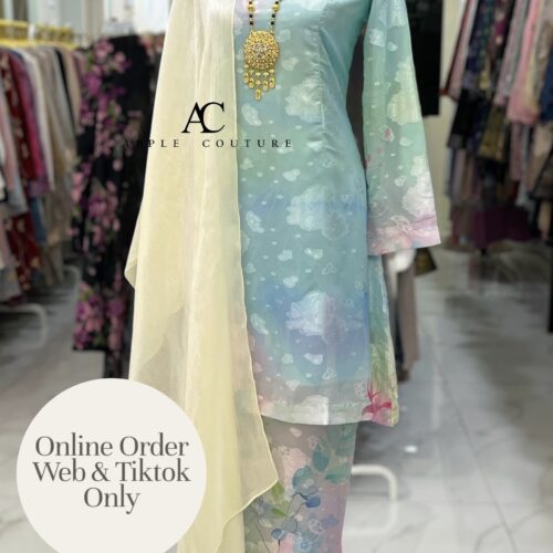 CAMELIA KURUNG MODEN EMBOSS CHIFFON BLUE OCEAN