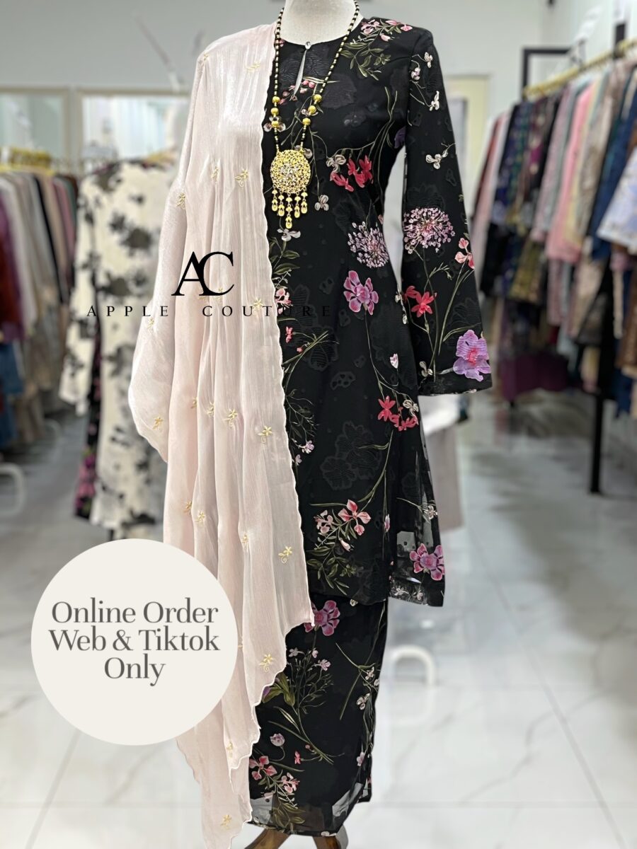 CAMELIA KURUNG MODEN EMBOSS CHIFFON BLACK PURPLE