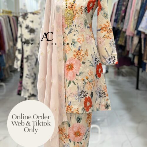 CAMELIA KURUNG MODEN EMBOSS CHIFFON BEIGE FLORAL