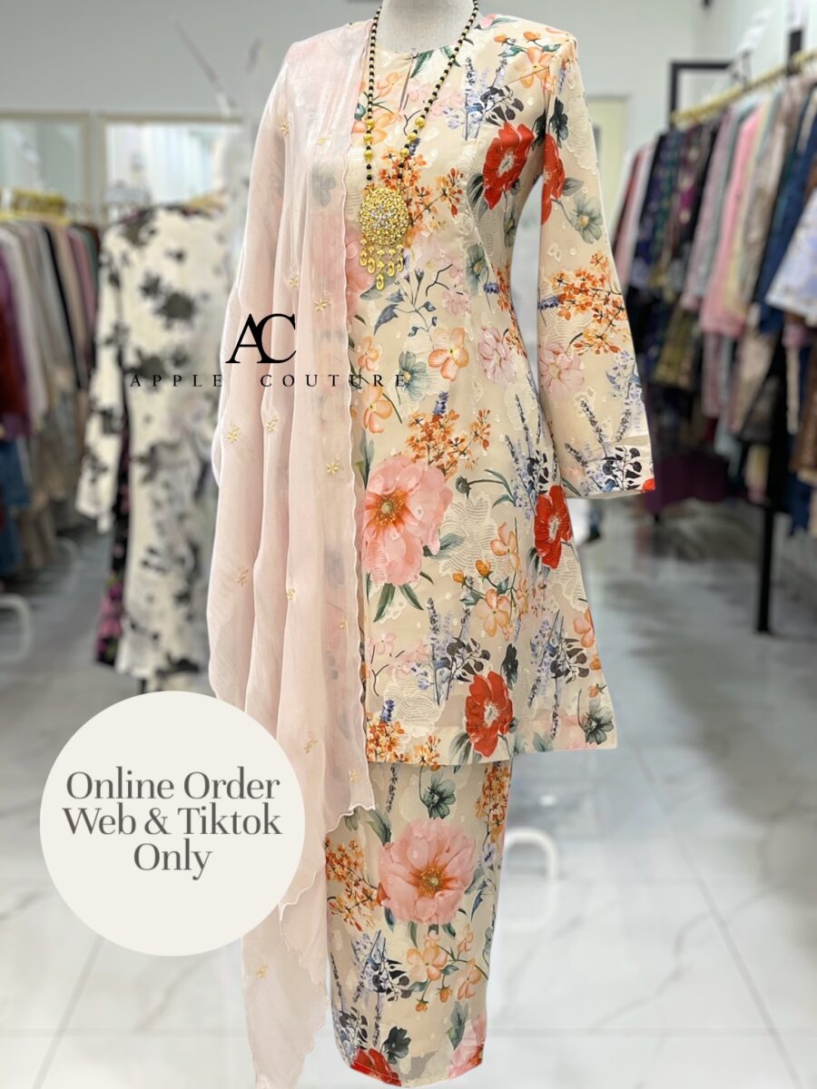CAMELIA KURUNG MODEN EMBOSS CHIFFON BEIGE FLORAL
