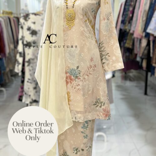 CAMELIA KURUNG MODEN EMBOSS CHIFFON LIGHT BEIGE