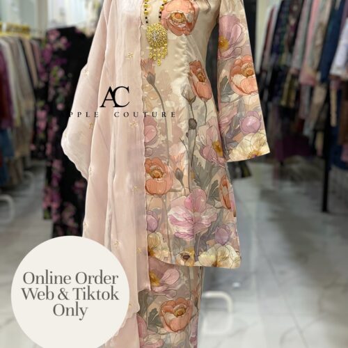 CAMELIA KURUNG MODEN EMBOSS CHIFFON BEIGE PINK