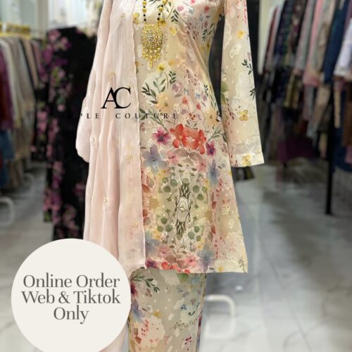 CAMELIA KURUNG MODEN EMBOSS CHIFFON BEIGE RED