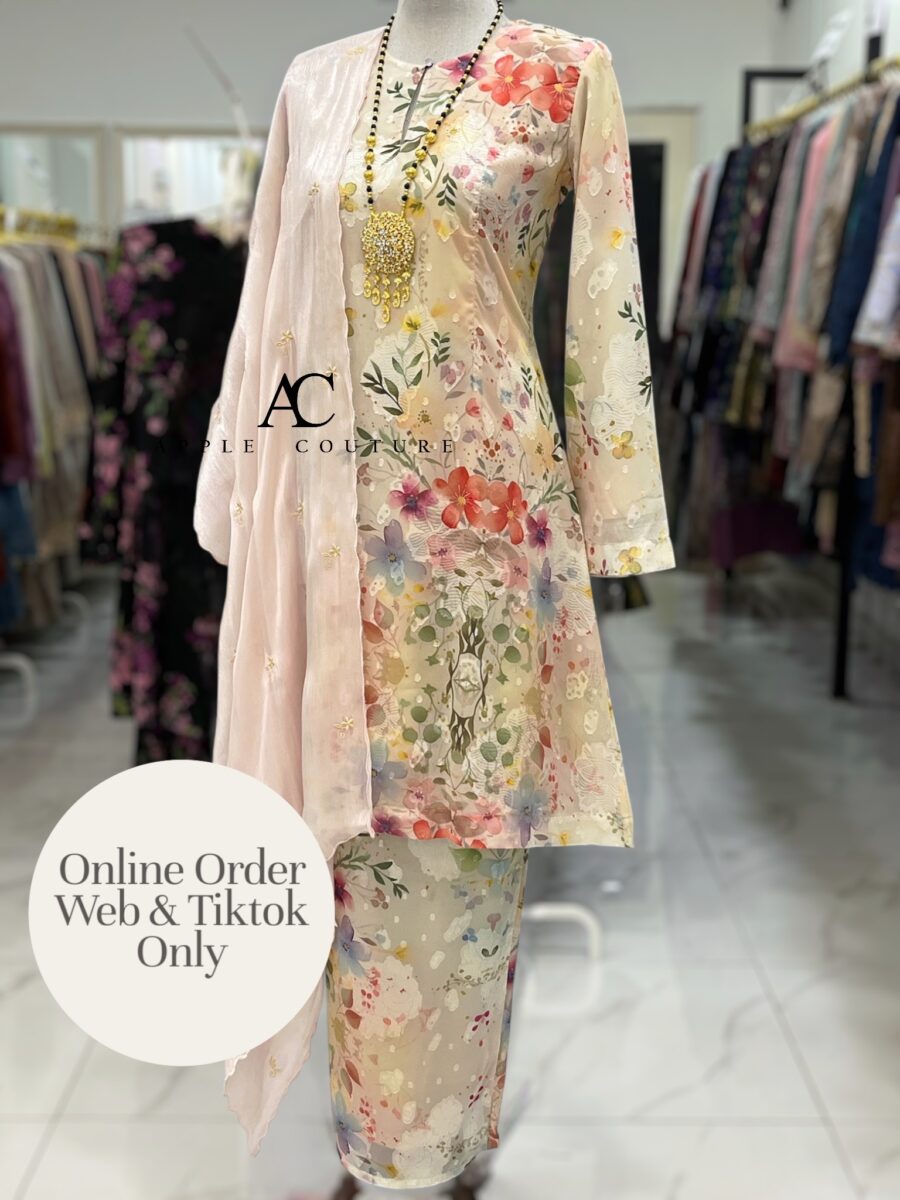 CAMELIA KURUNG MODEN EMBOSS CHIFFON BEIGE RED
