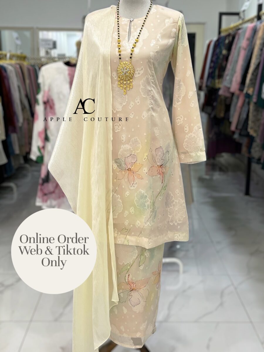CAMELIA KURUNG MODEN EMBOSS CHIFFON PASTEL BEIGE
