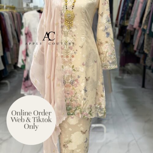 CAMELIA KURUNG MODEN EMBOSS CHIFFON LIGHT CREAM