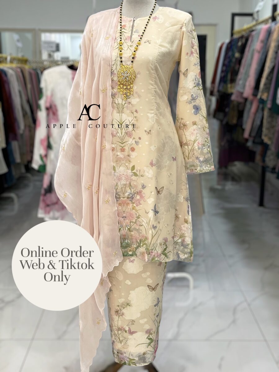 CAMELIA KURUNG MODEN EMBOSS CHIFFON LIGHT CREAM